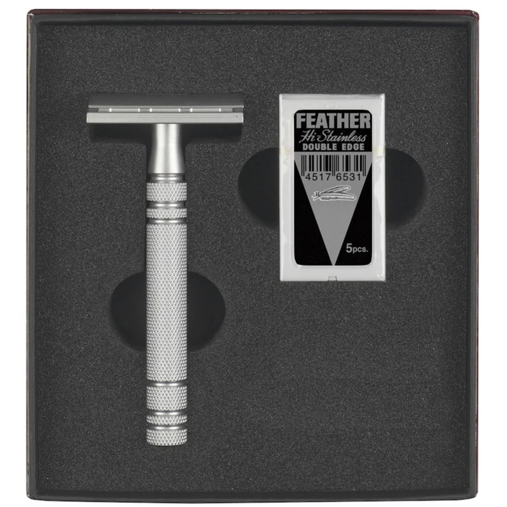 Máquina de barbear de segurança Feather AS-D2 - Cromo Mate